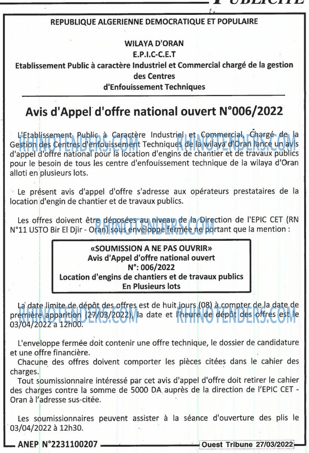 ouest TRIBUNE