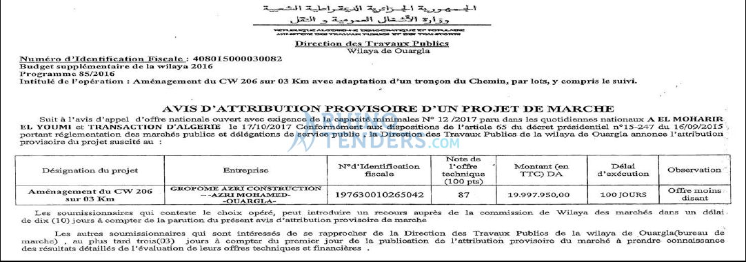TRANSACTION D'ALGERIE
