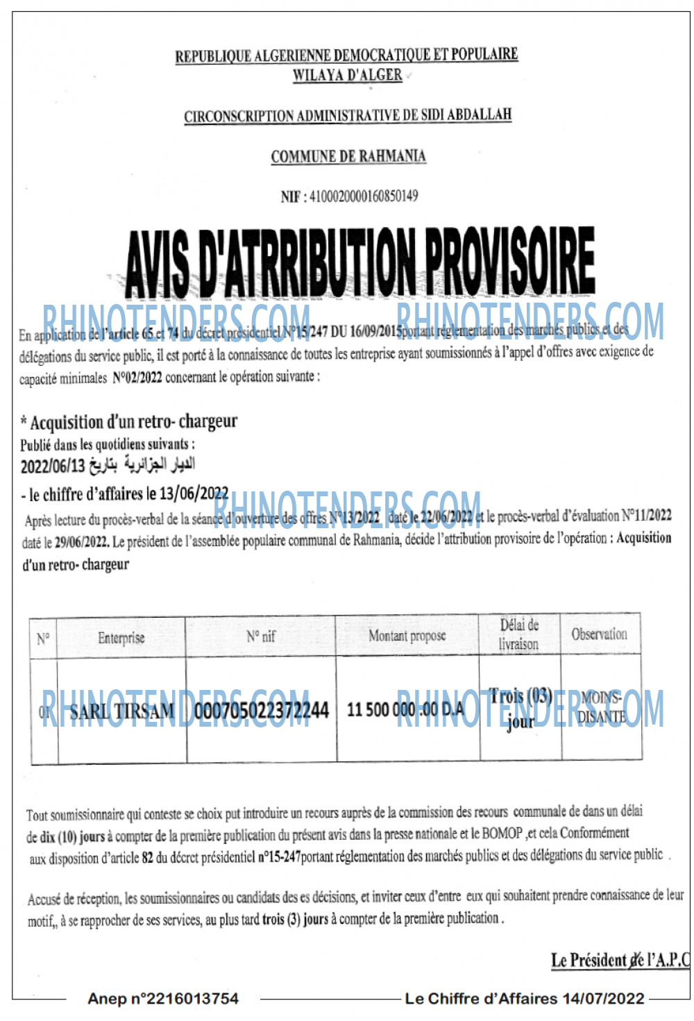 Le Chiffre d'Affaires