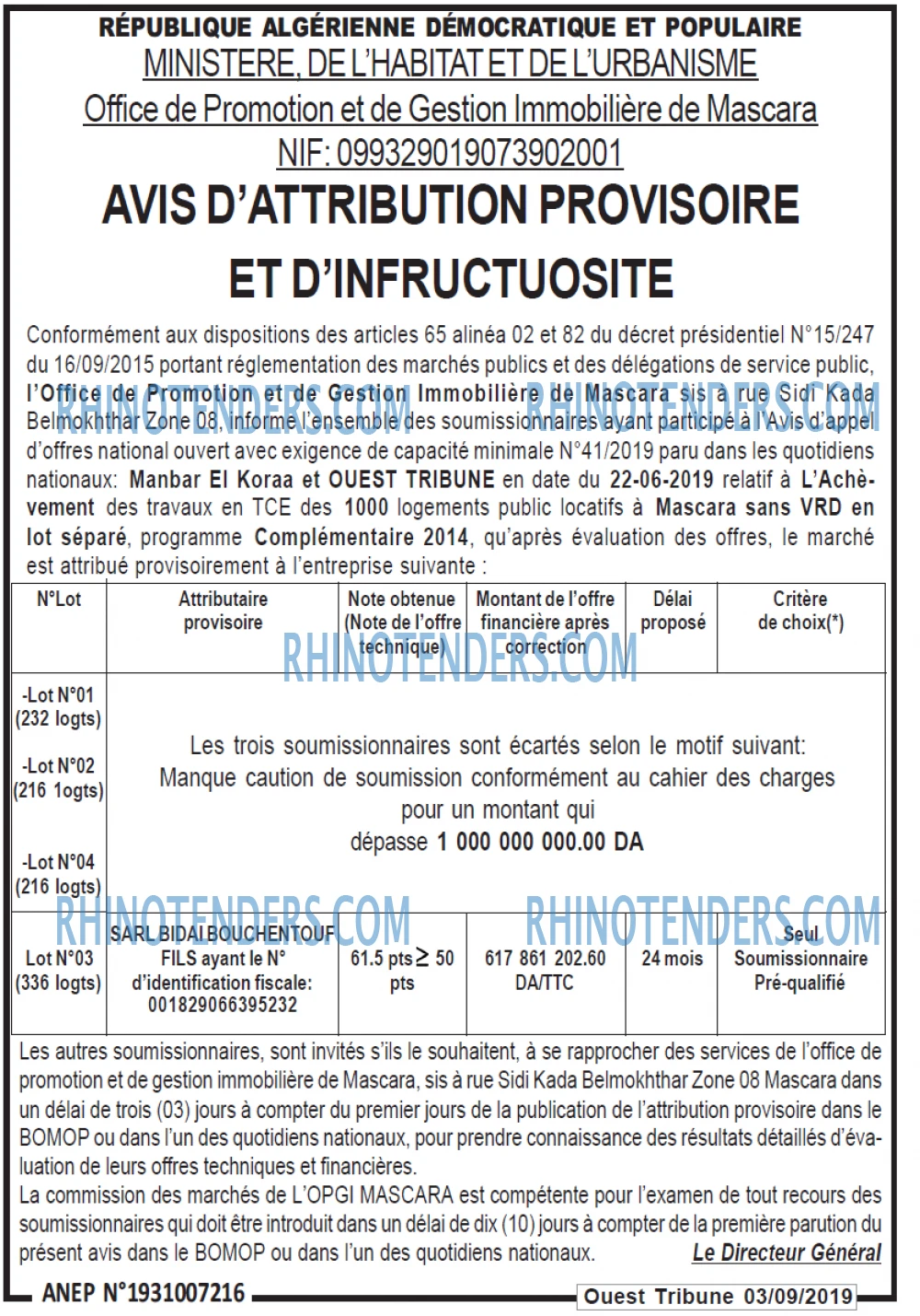 ouest TRIBUNE