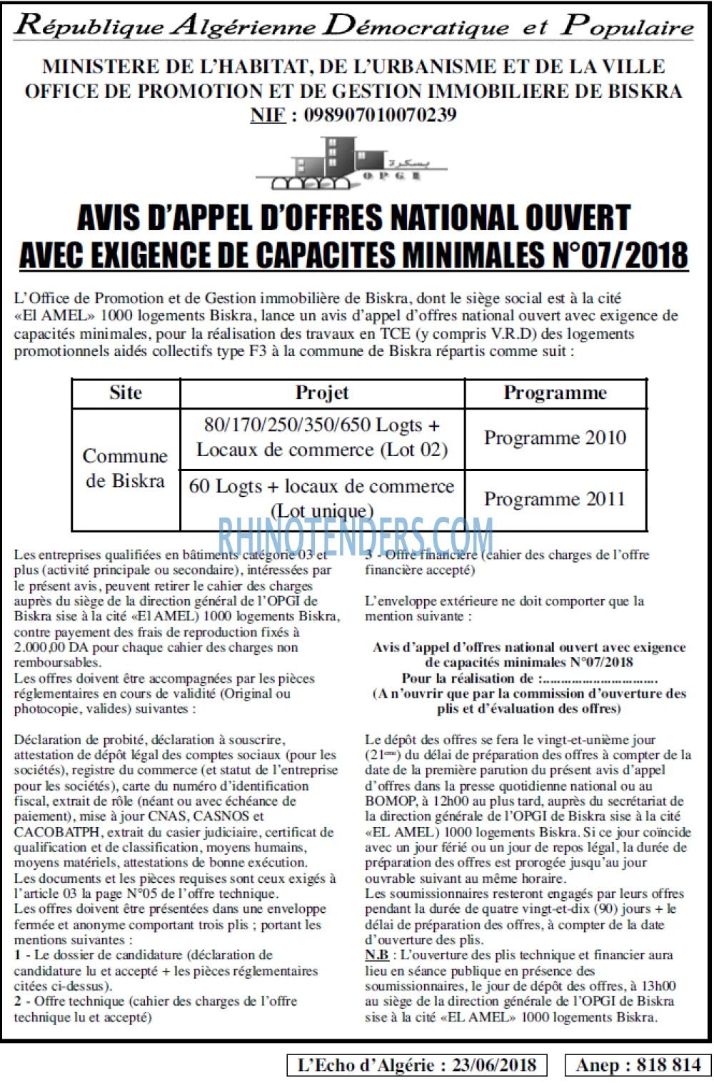 L'ECHO D'ALGERIE