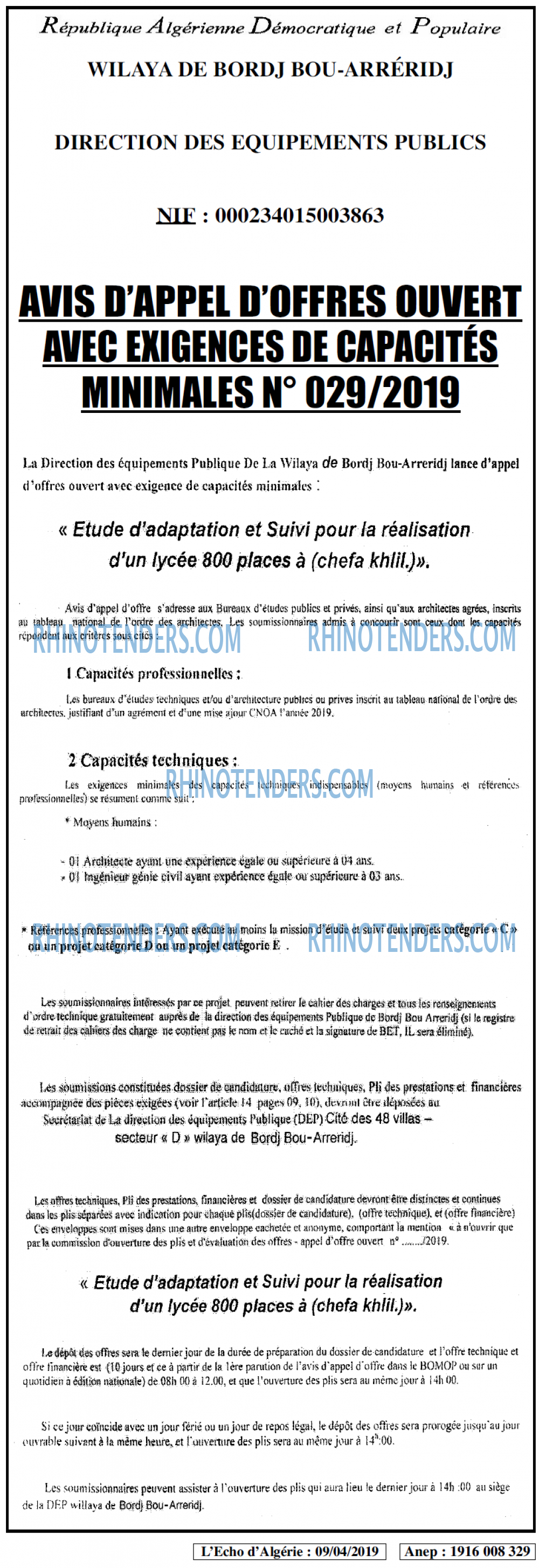 L'ECHO D'ALGERIE