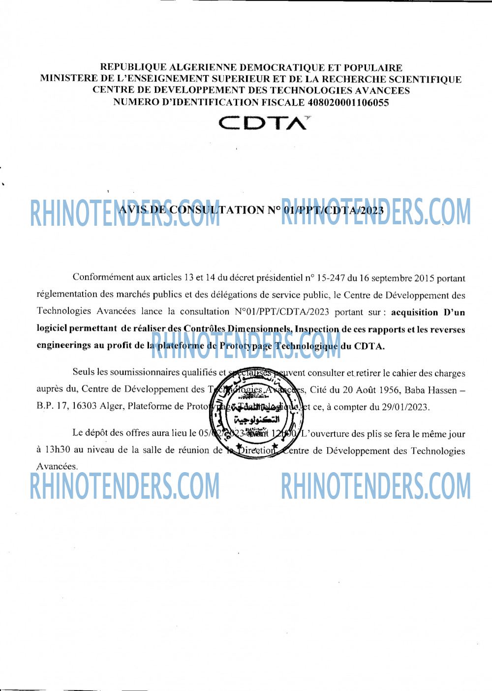 CDTA - Centre De Développement Des Technologies Avancées