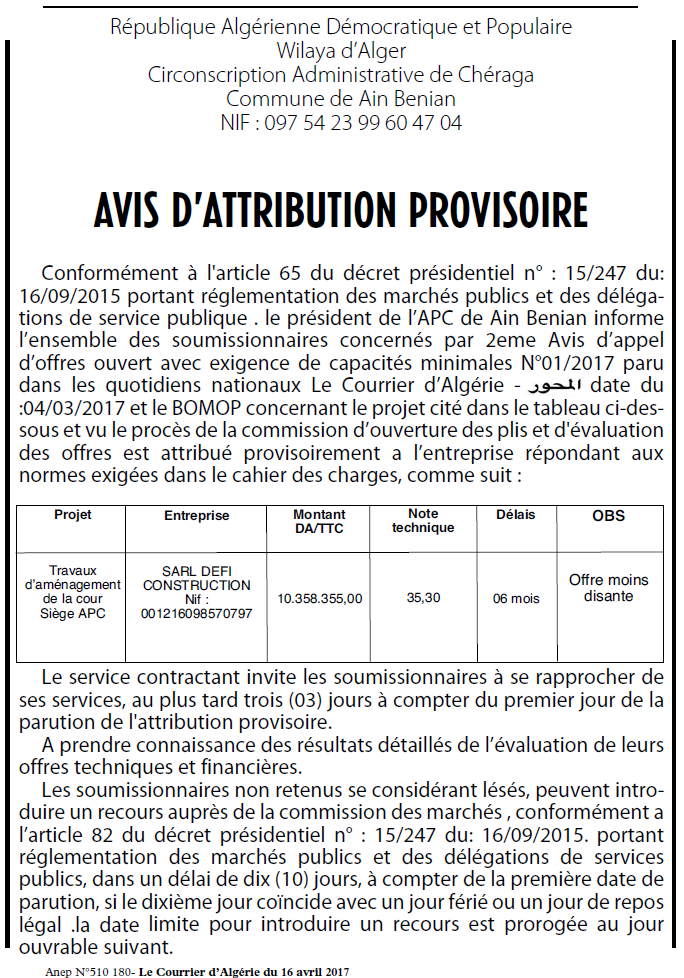 Le Courrier d'Algerie