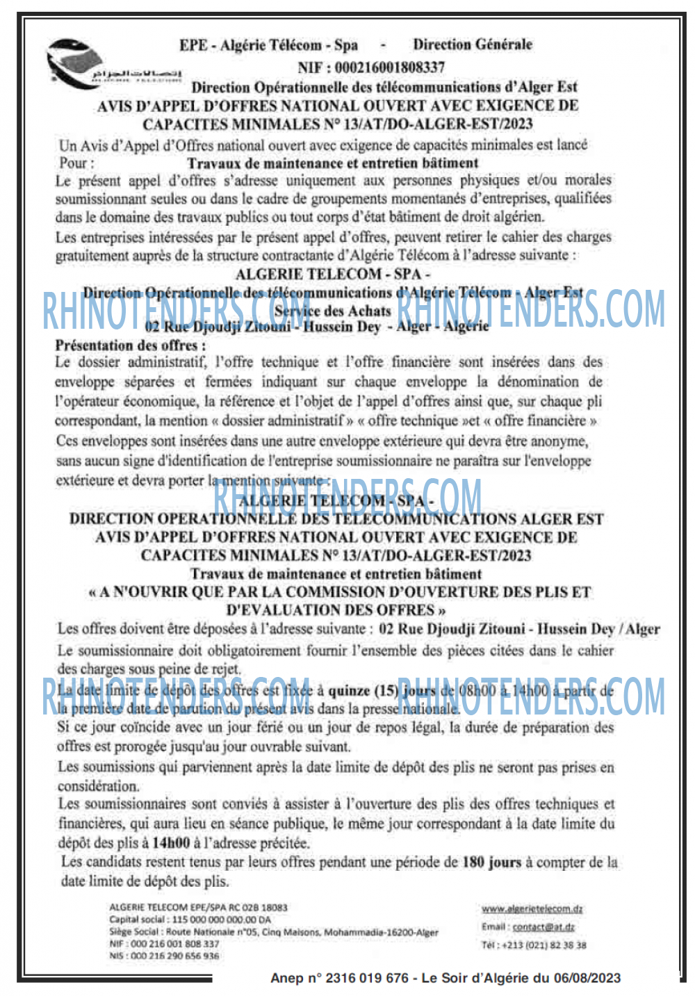 LE SOIR D'ALGERIE