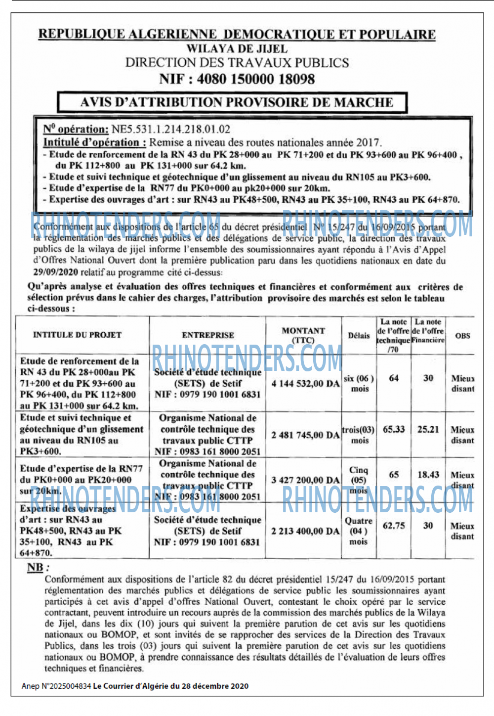 Le Courrier d'Algerie