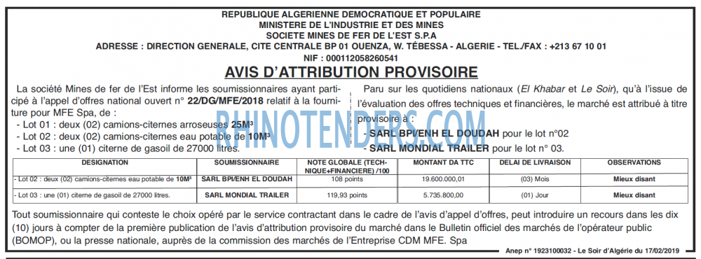 LE SOIR D'ALGERIE