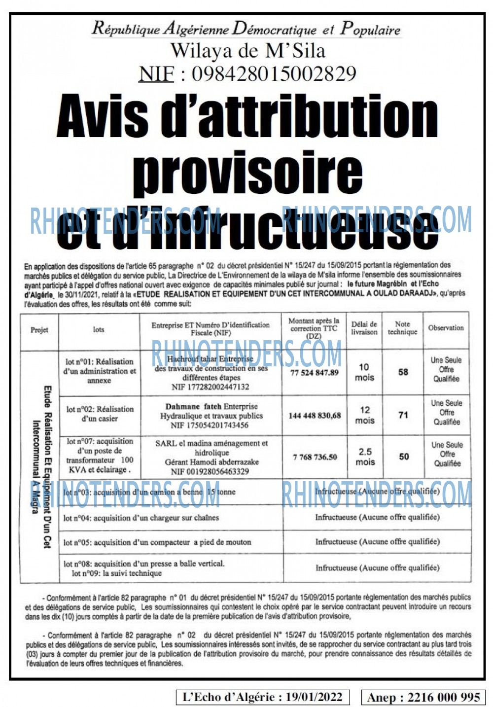 L'ECHO D'ALGERIE