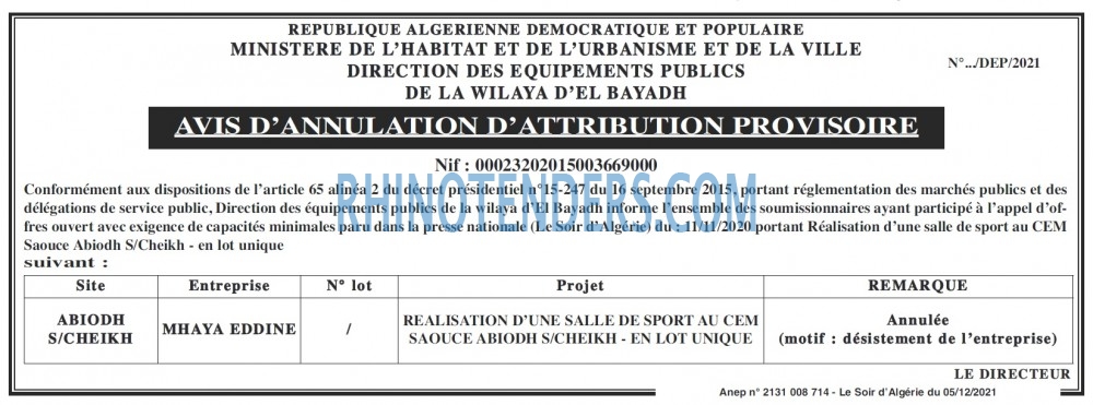 LE SOIR D'ALGERIE