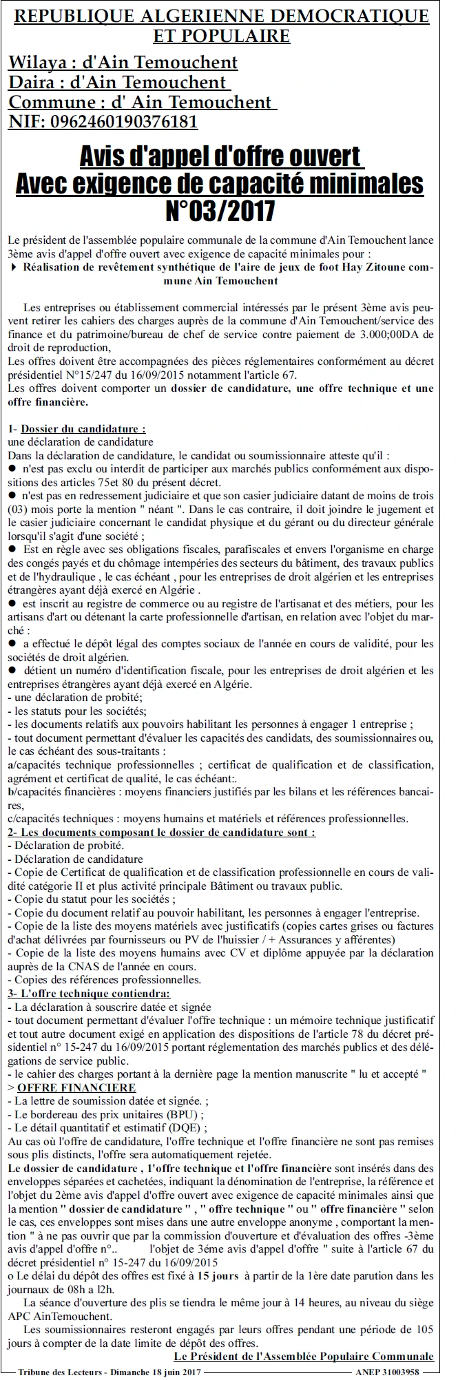 TRIBUNE DES LECTEURS