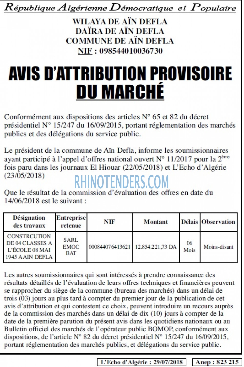L'ECHO D'ALGERIE