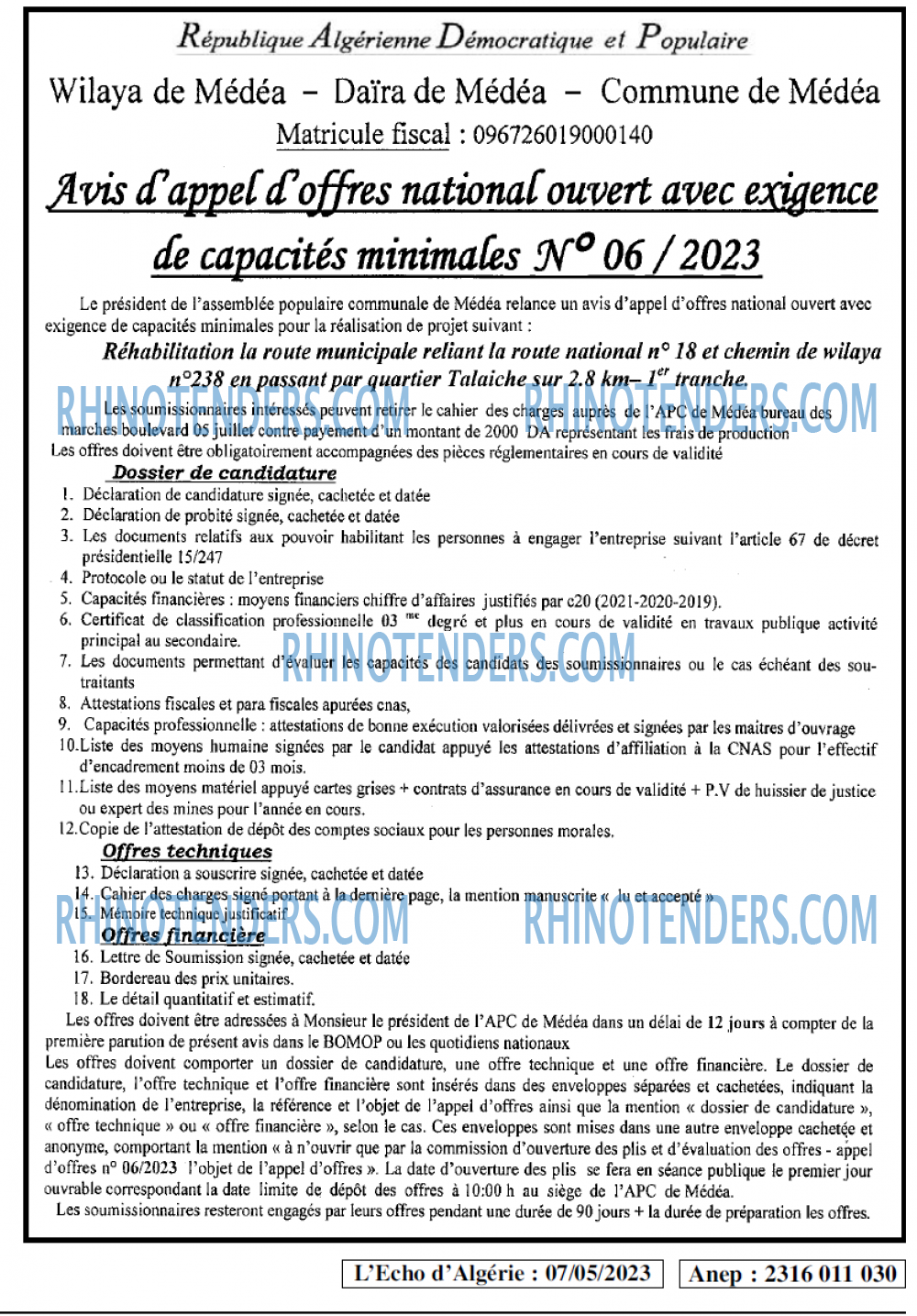 L'ECHO D'ALGERIE