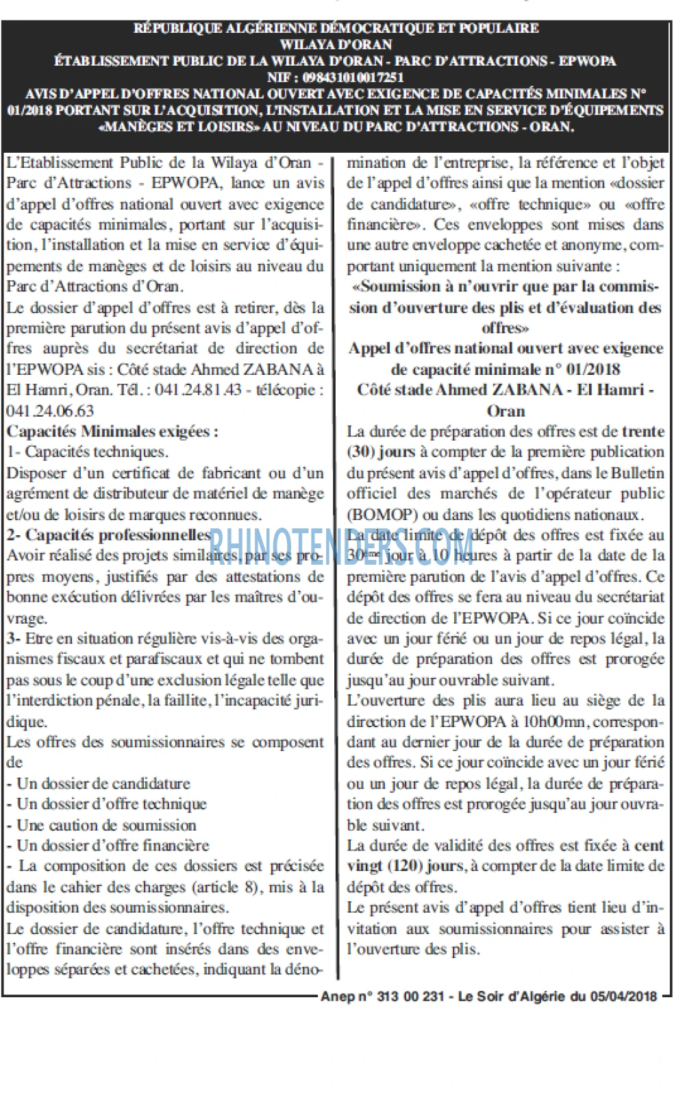 LE SOIR D'ALGERIE