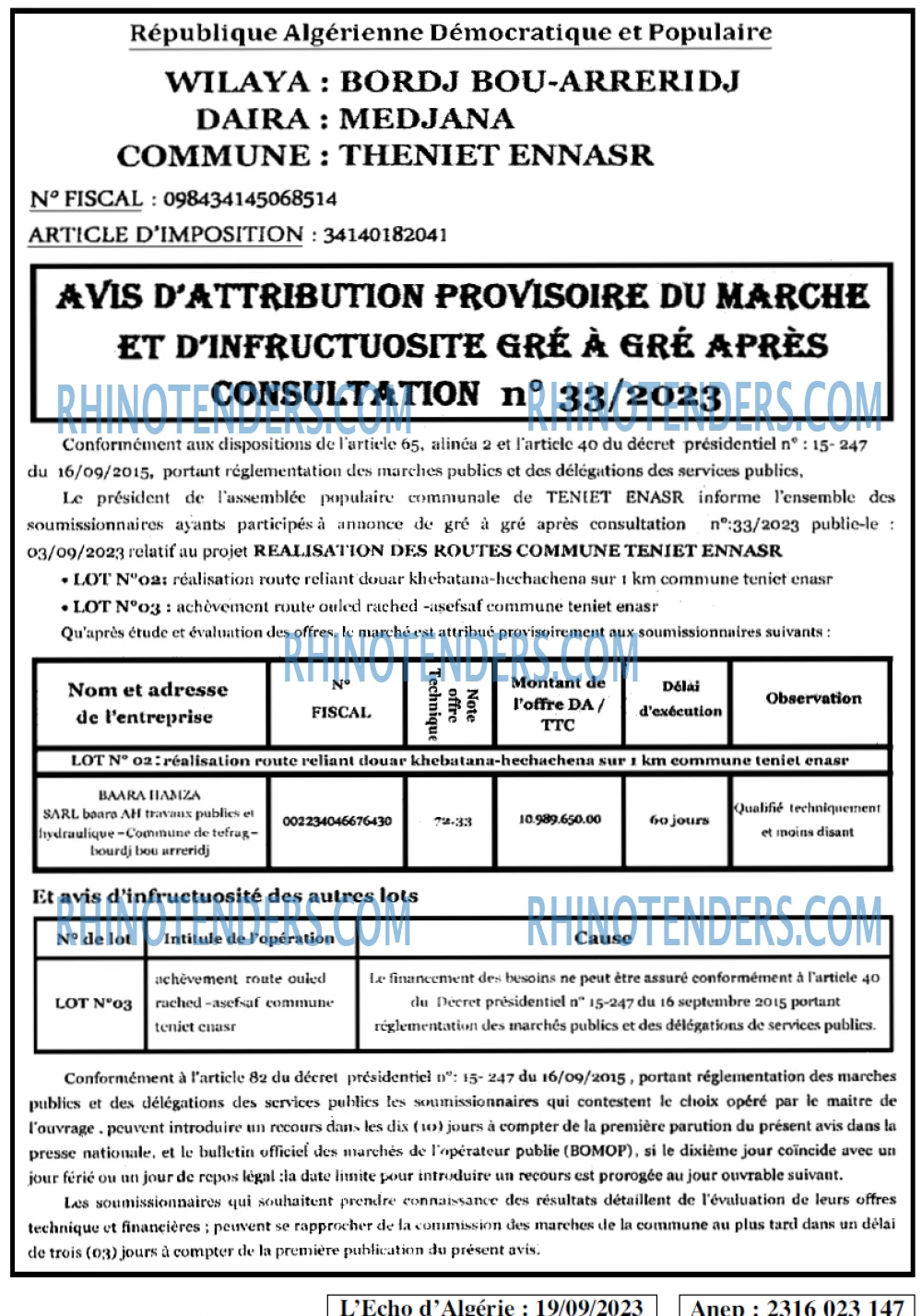 L'ECHO D'ALGERIE