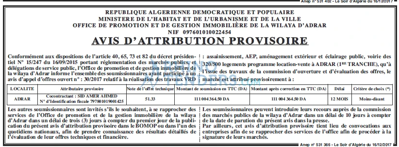 LE SOIR D'ALGERIE