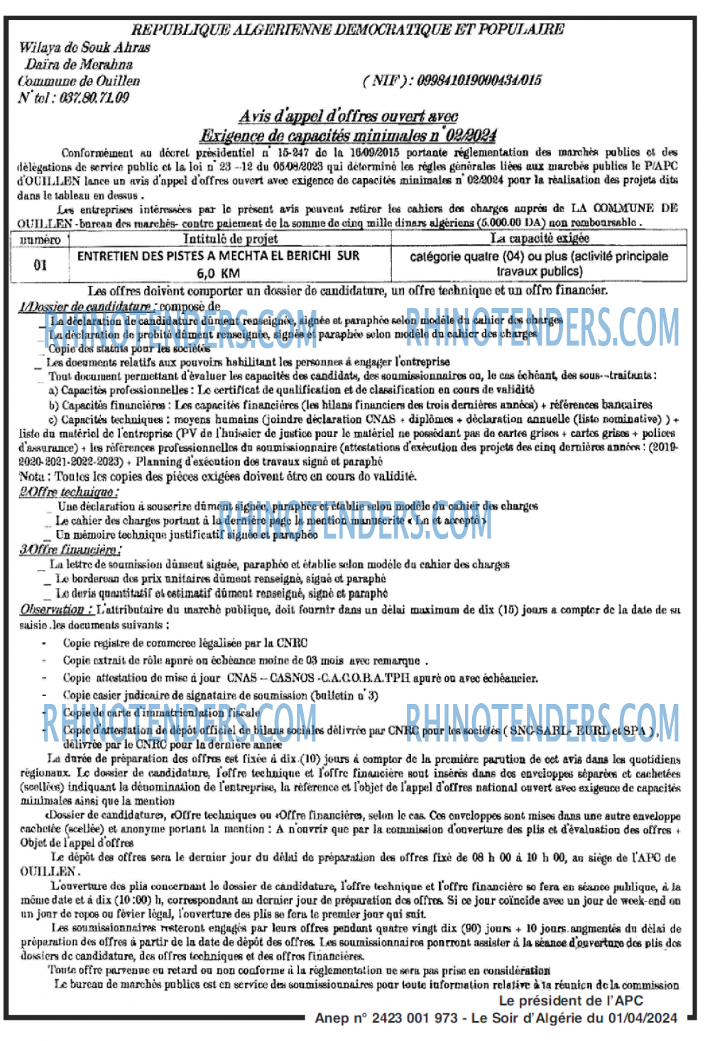 LE SOIR D'ALGERIE