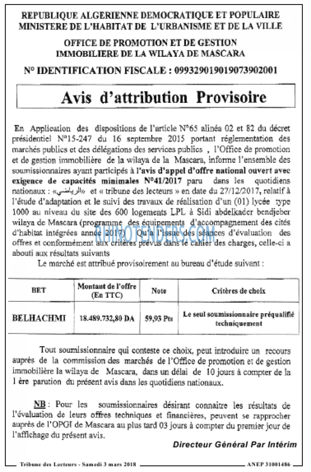 TRIBUNE DES LECTEURS