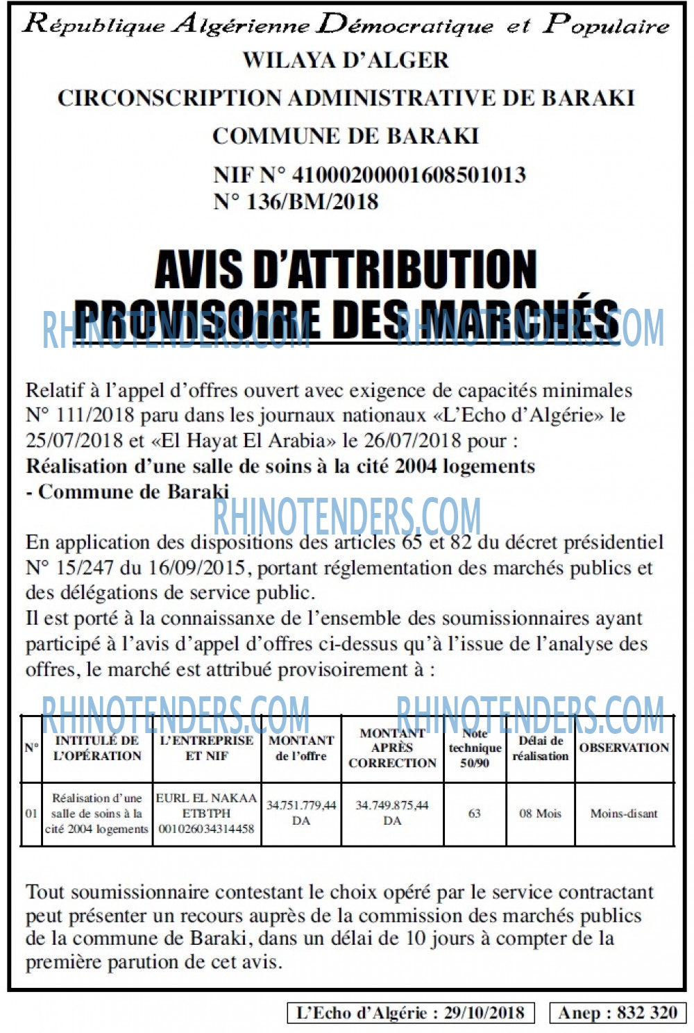 L'ECHO D'ALGERIE