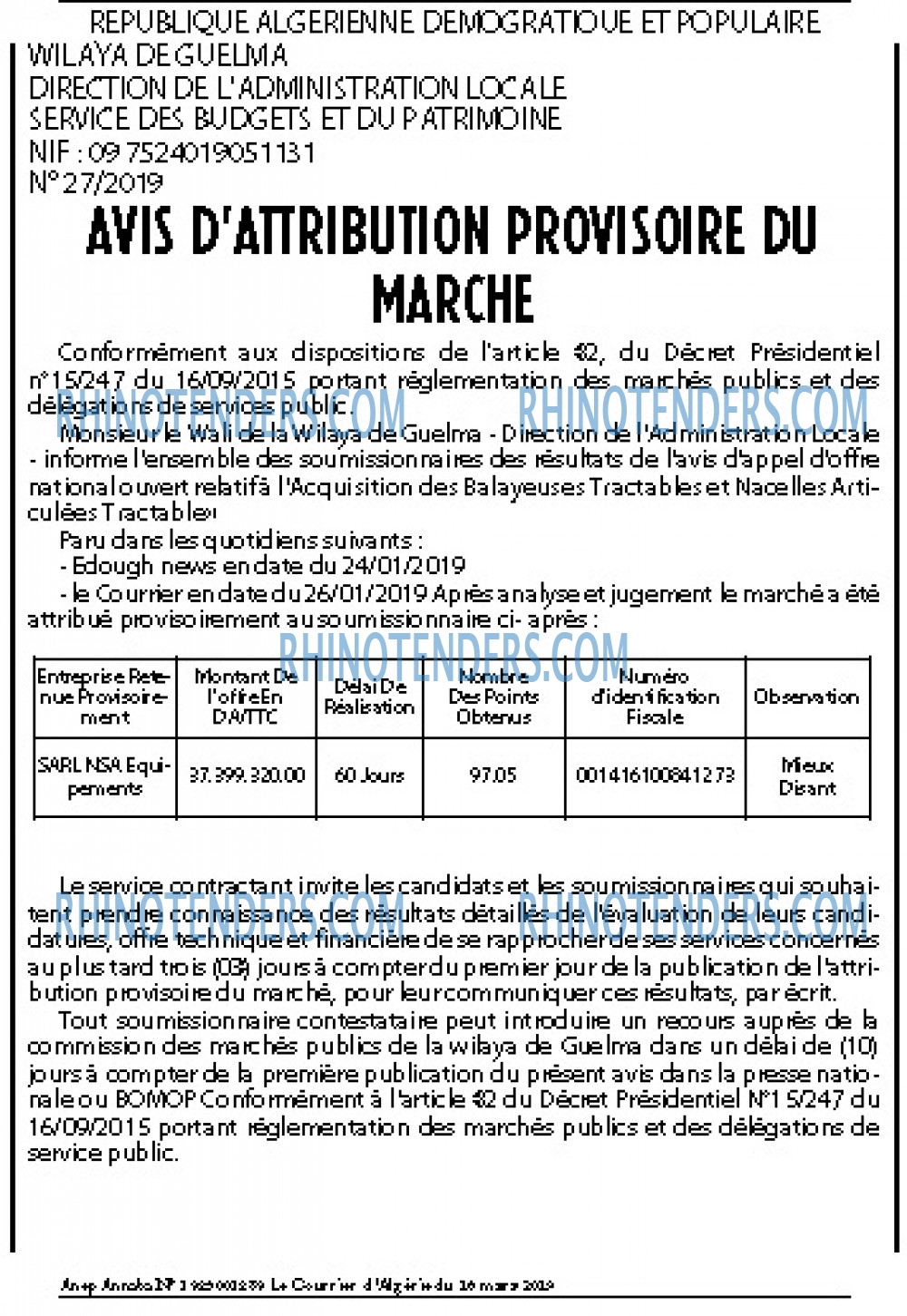Le Courrier d'Algerie