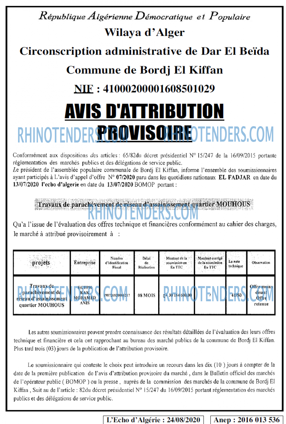 L'ECHO D'ALGERIE