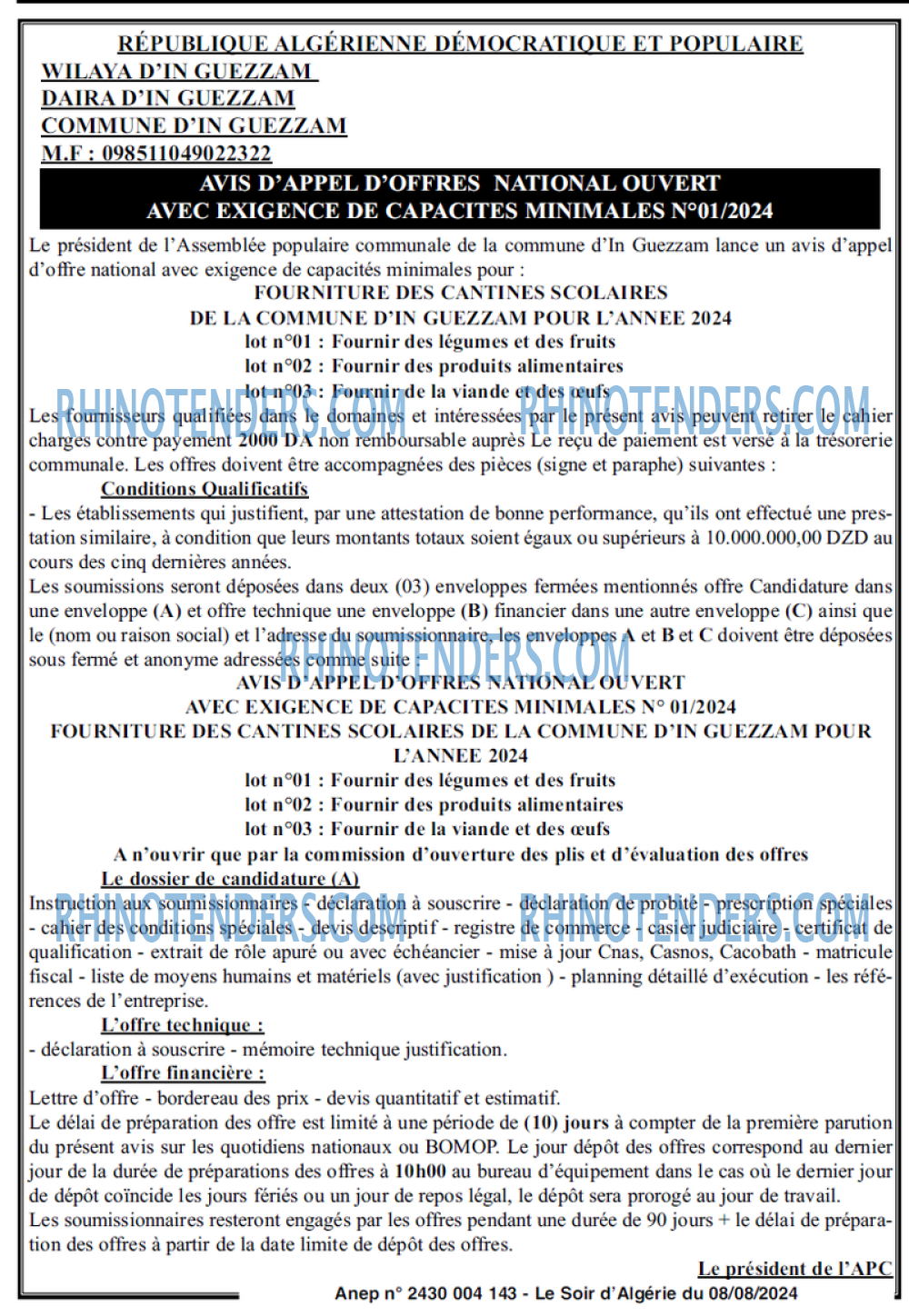 LE SOIR D'ALGERIE