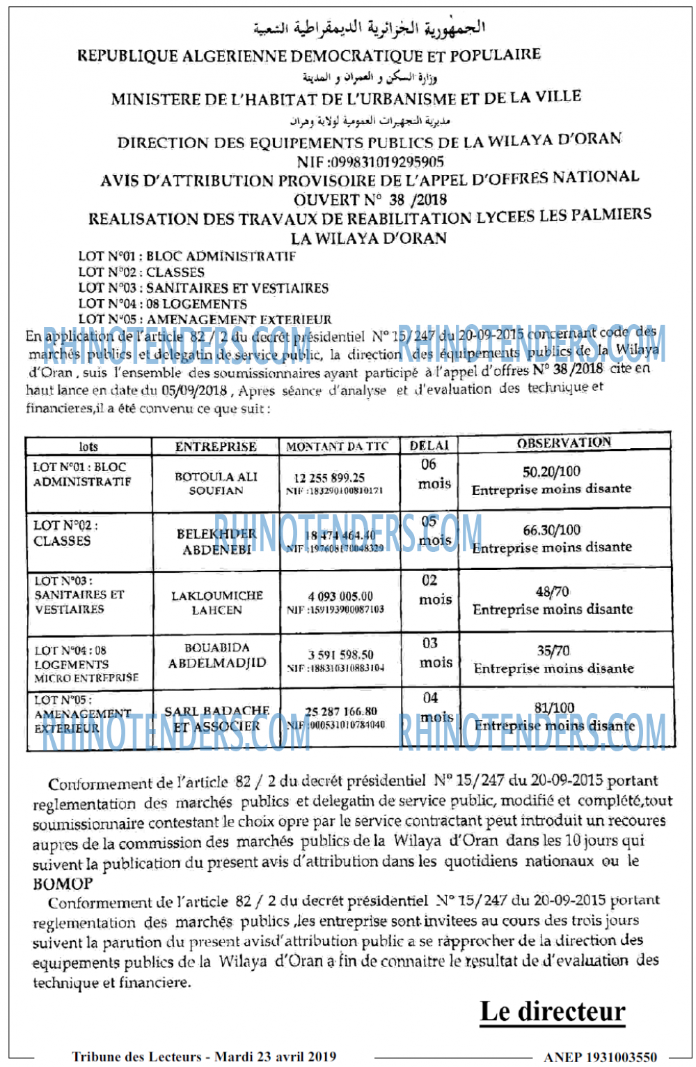 TRIBUNE DES LECTEURS