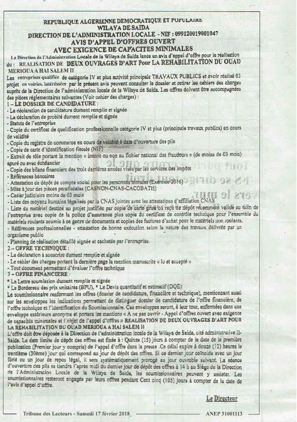 TRIBUNE DES LECTEURS