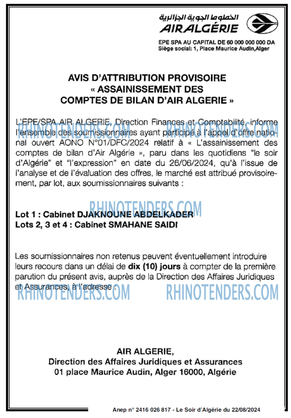 LE SOIR D'ALGERIE