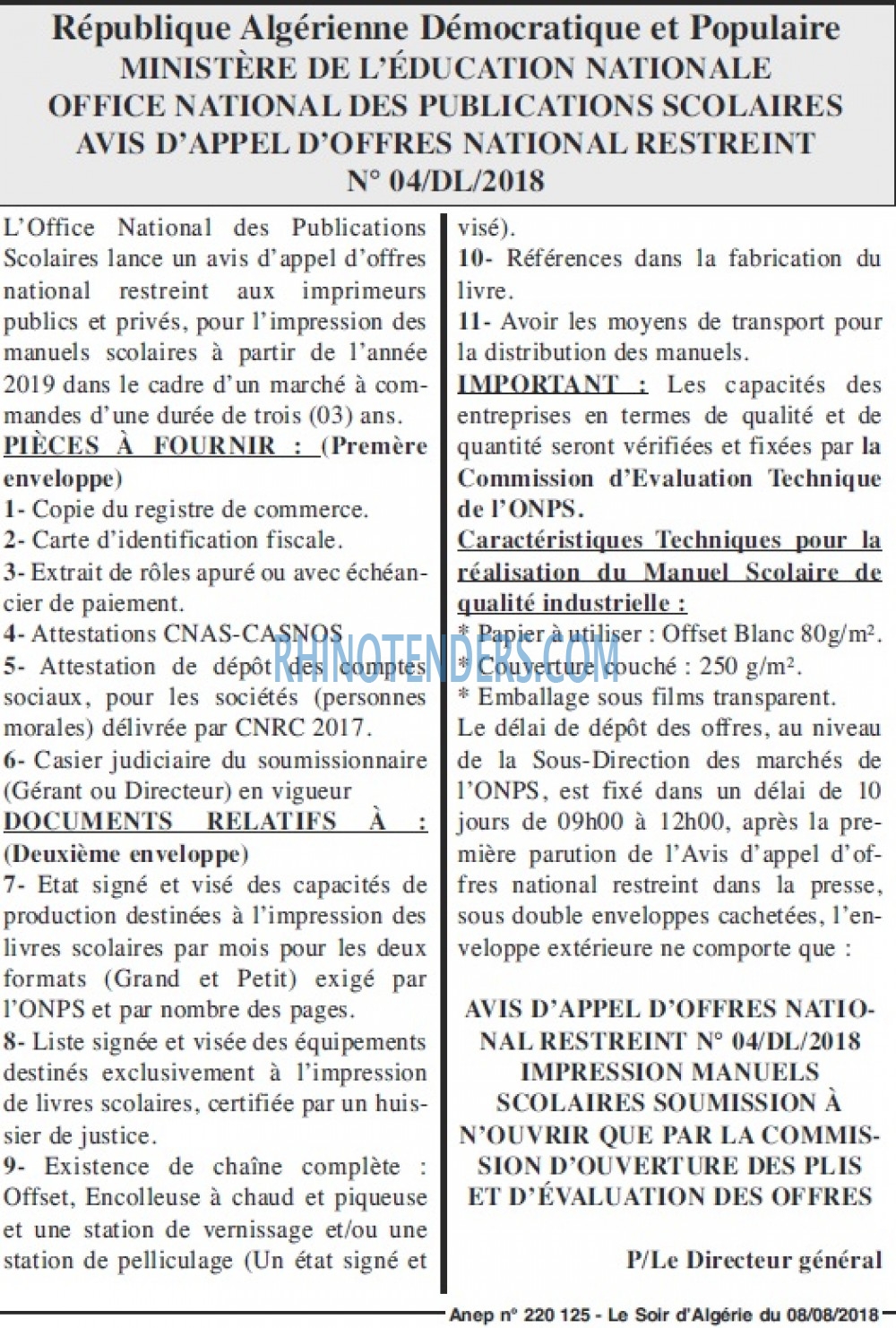 LE SOIR D'ALGERIE