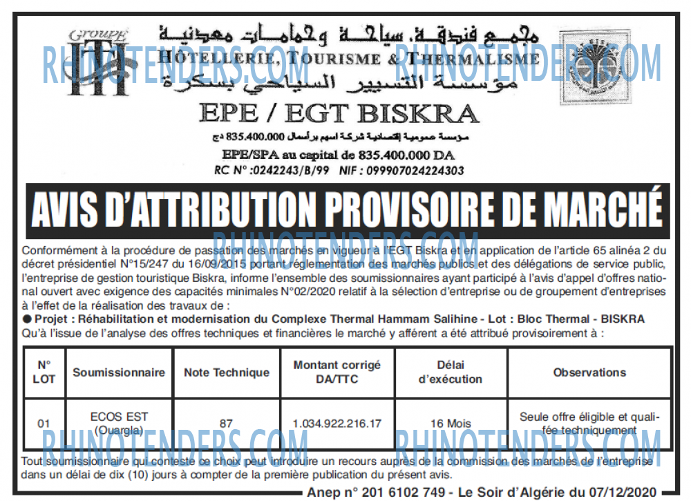 LE SOIR D'ALGERIE