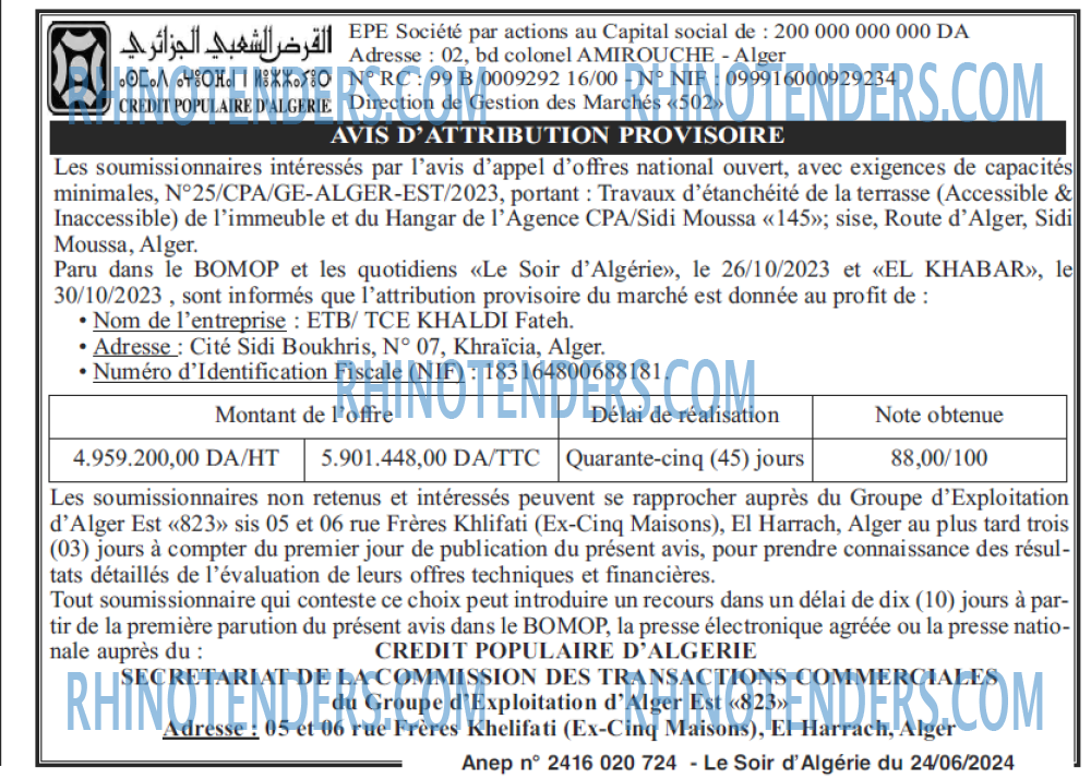 LE SOIR D'ALGERIE