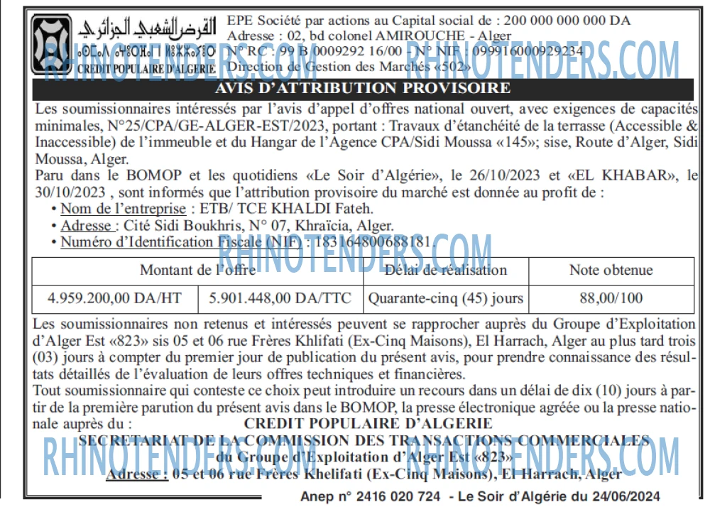 LE SOIR D'ALGERIE