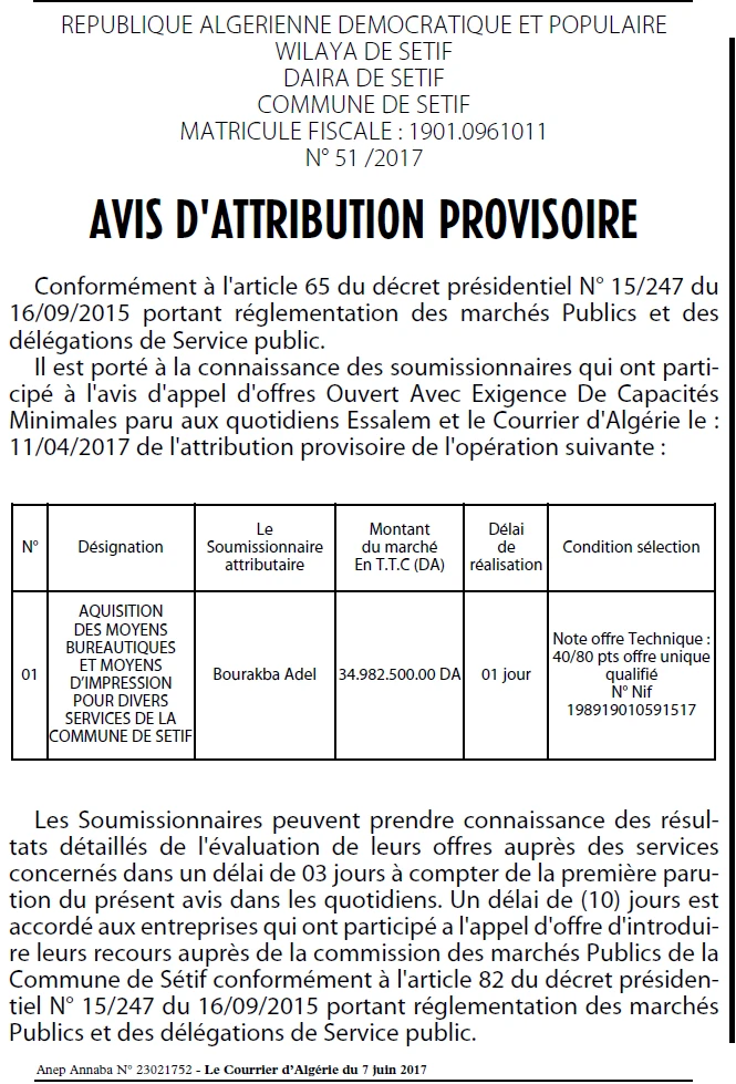 Le Courrier d'Algerie
