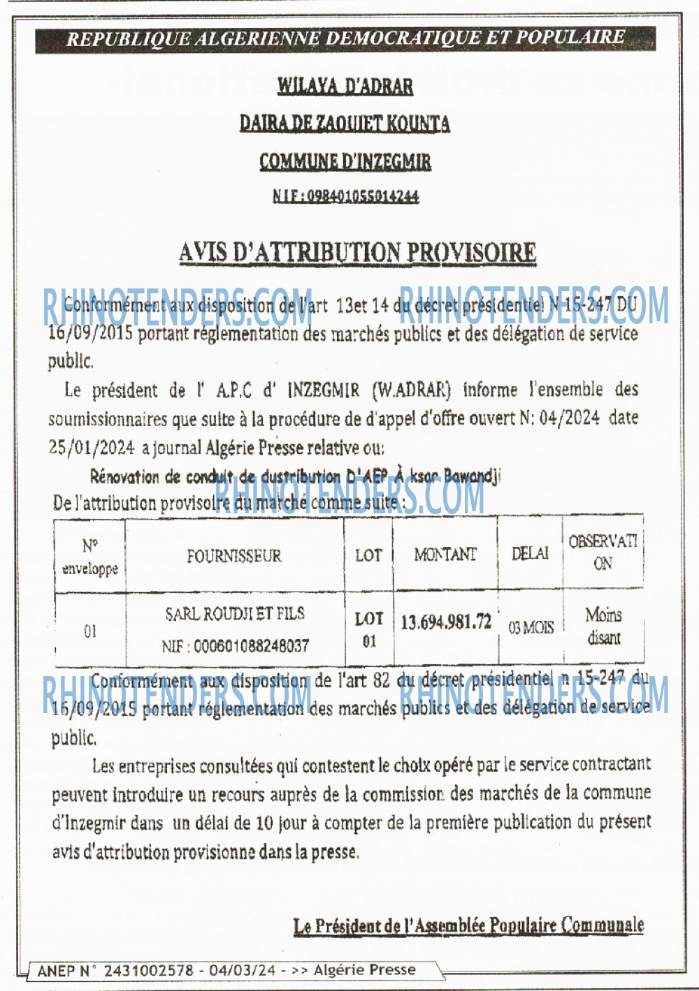 ALGERIE PRESSE