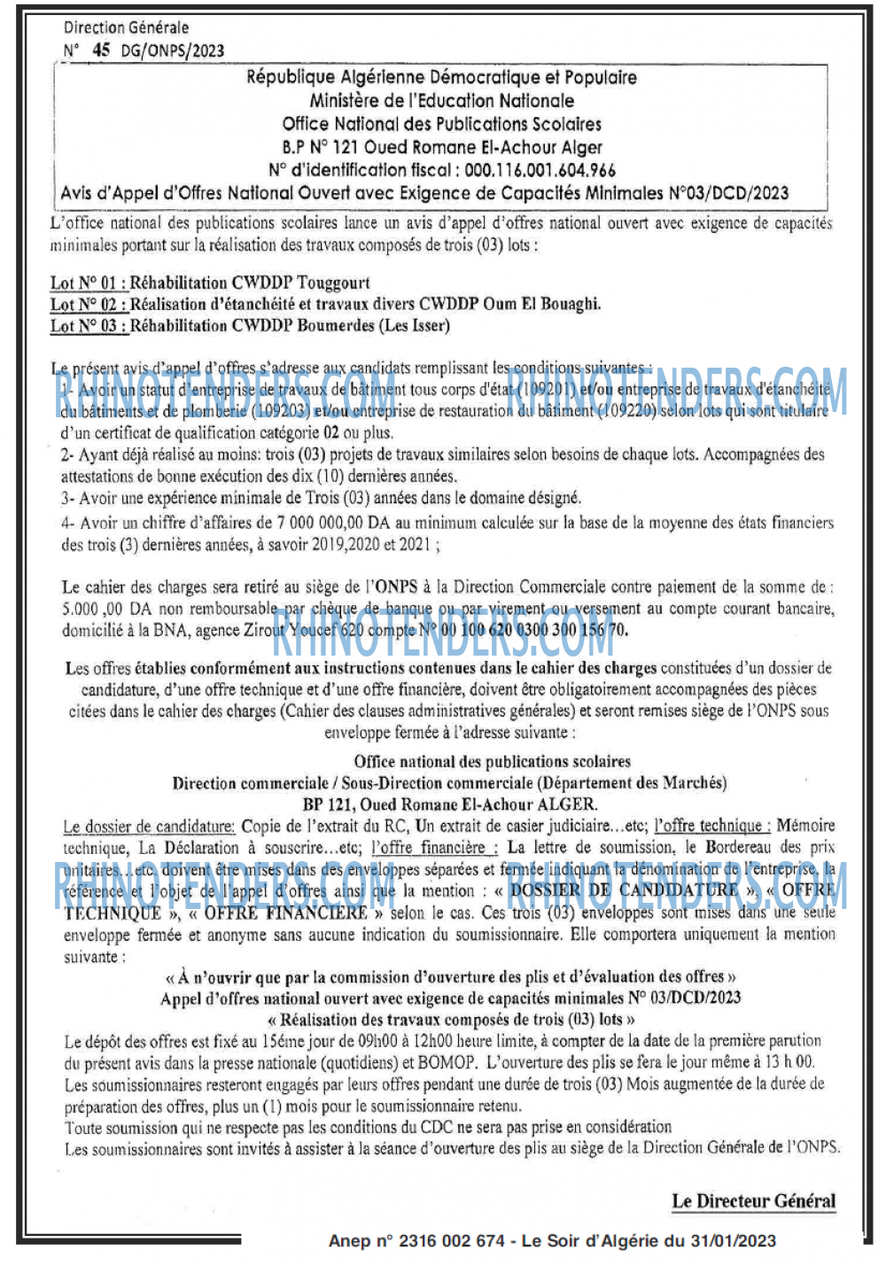 LE SOIR D'ALGERIE