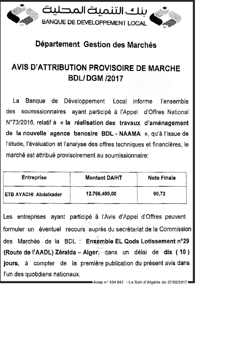 LE SOIR D'ALGERIE