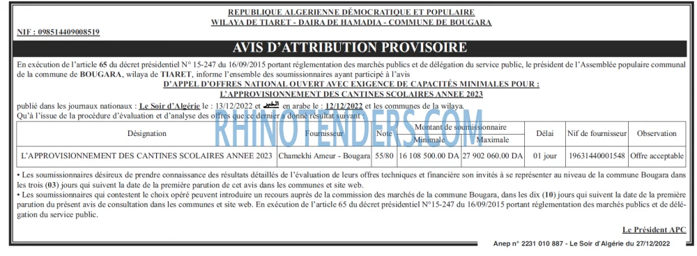 LE SOIR D'ALGERIE
