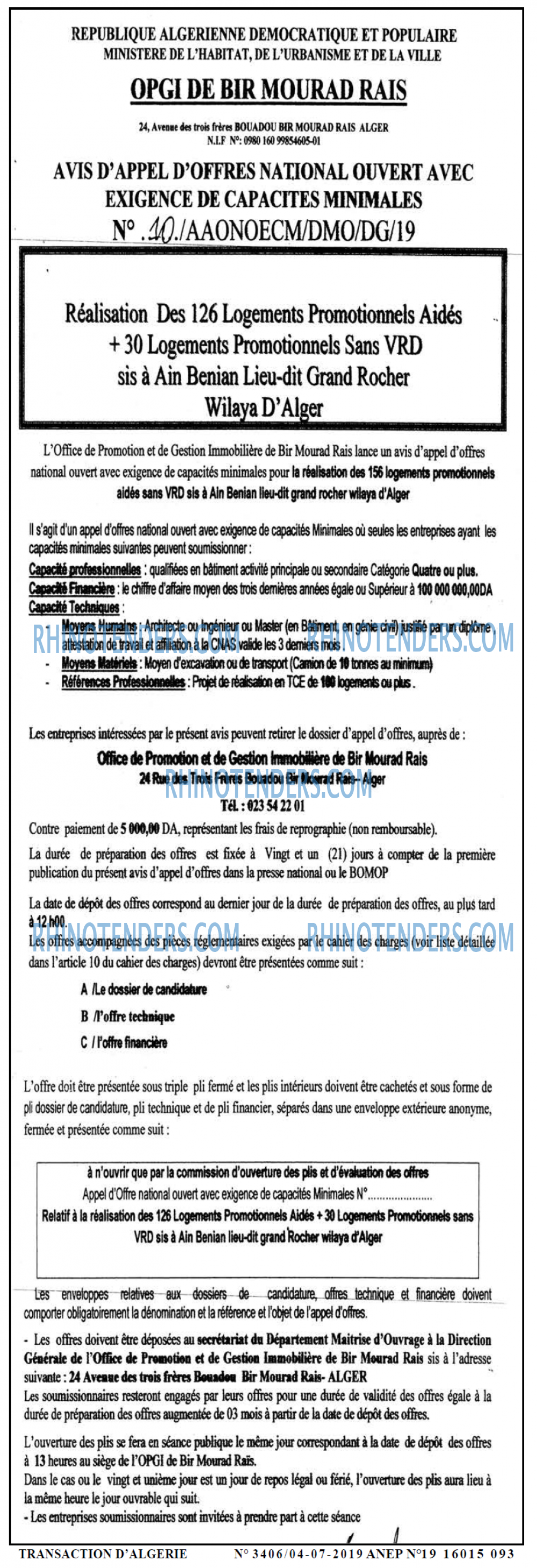 TRANSACTION D'ALGERIE