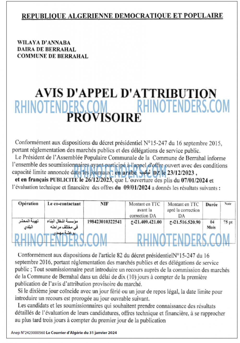 Le Courrier d'Algerie