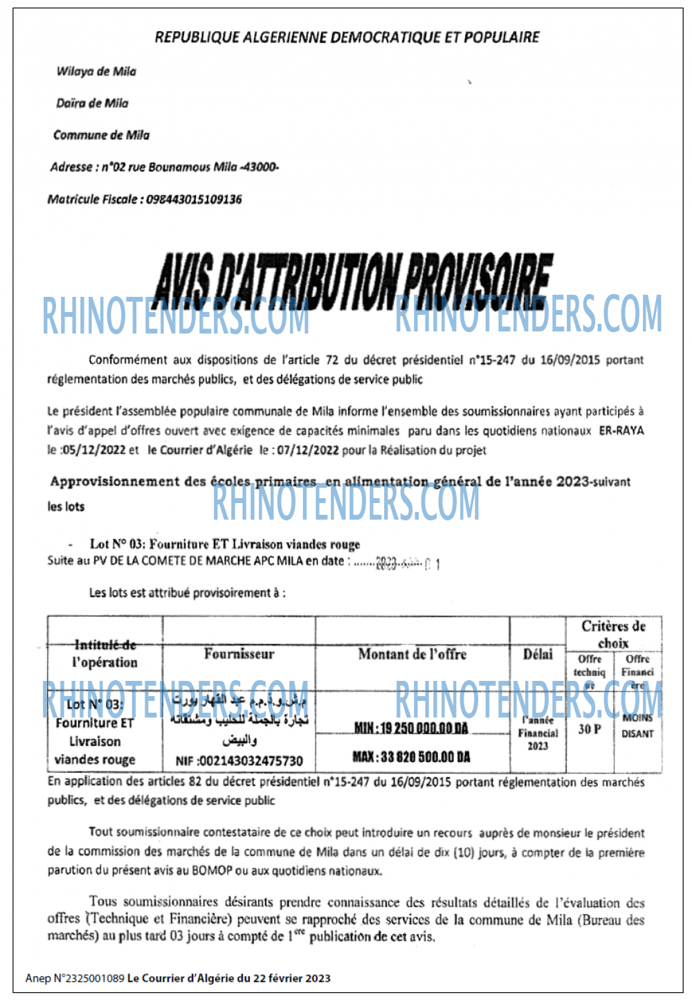 Le Courrier d'Algerie