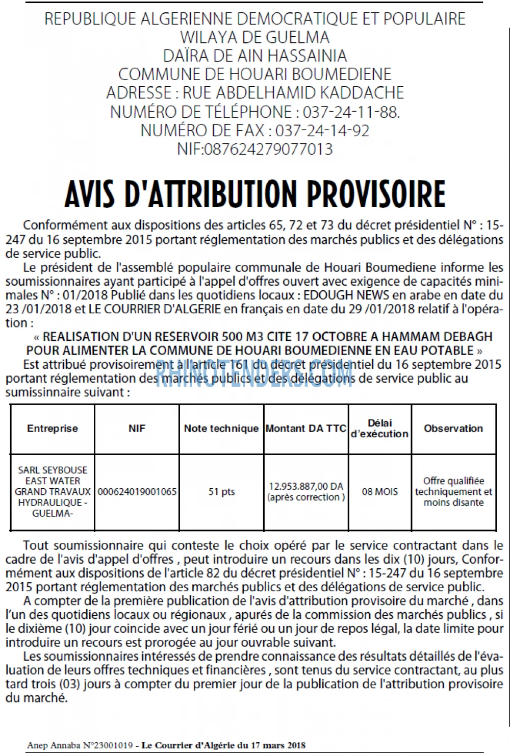 Le Courrier d'Algerie