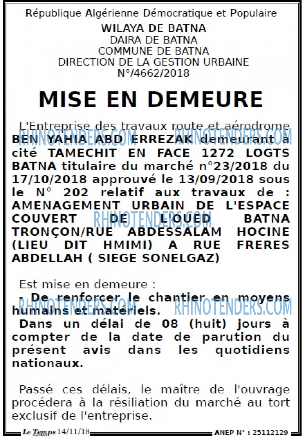 LE TEMPS D'ALGERIE