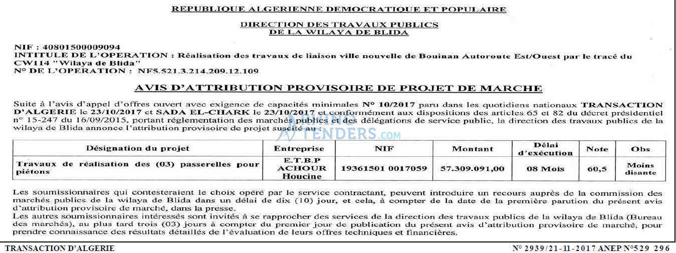 TRANSACTION D'ALGERIE
