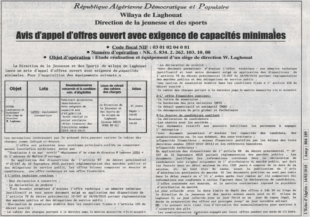 L'ECHO D'ALGERIE