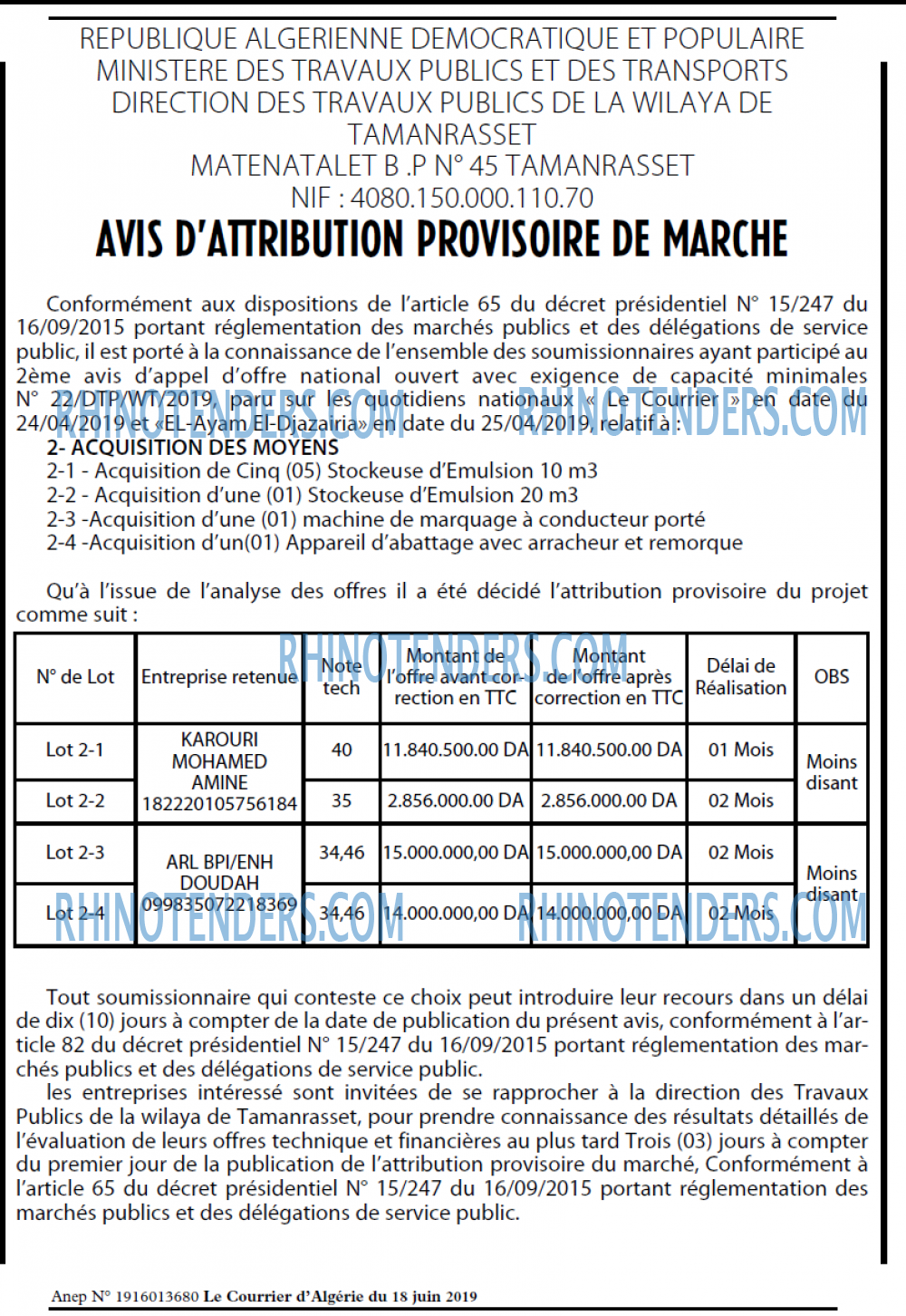 Le Courrier d'Algerie