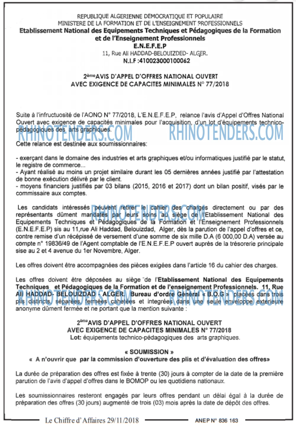 Le Chiffre d'Affaires
