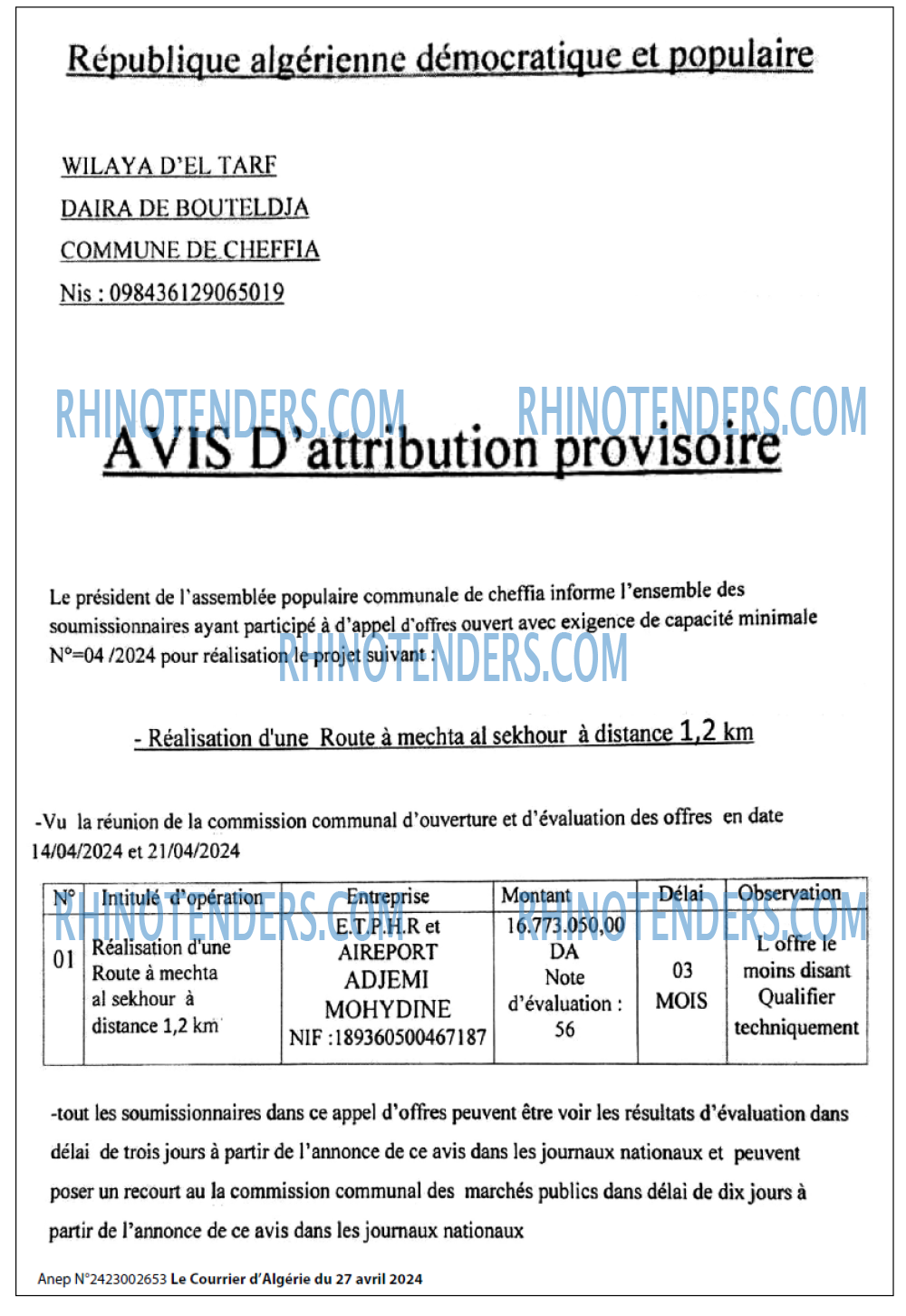 Le Courrier d'Algerie
