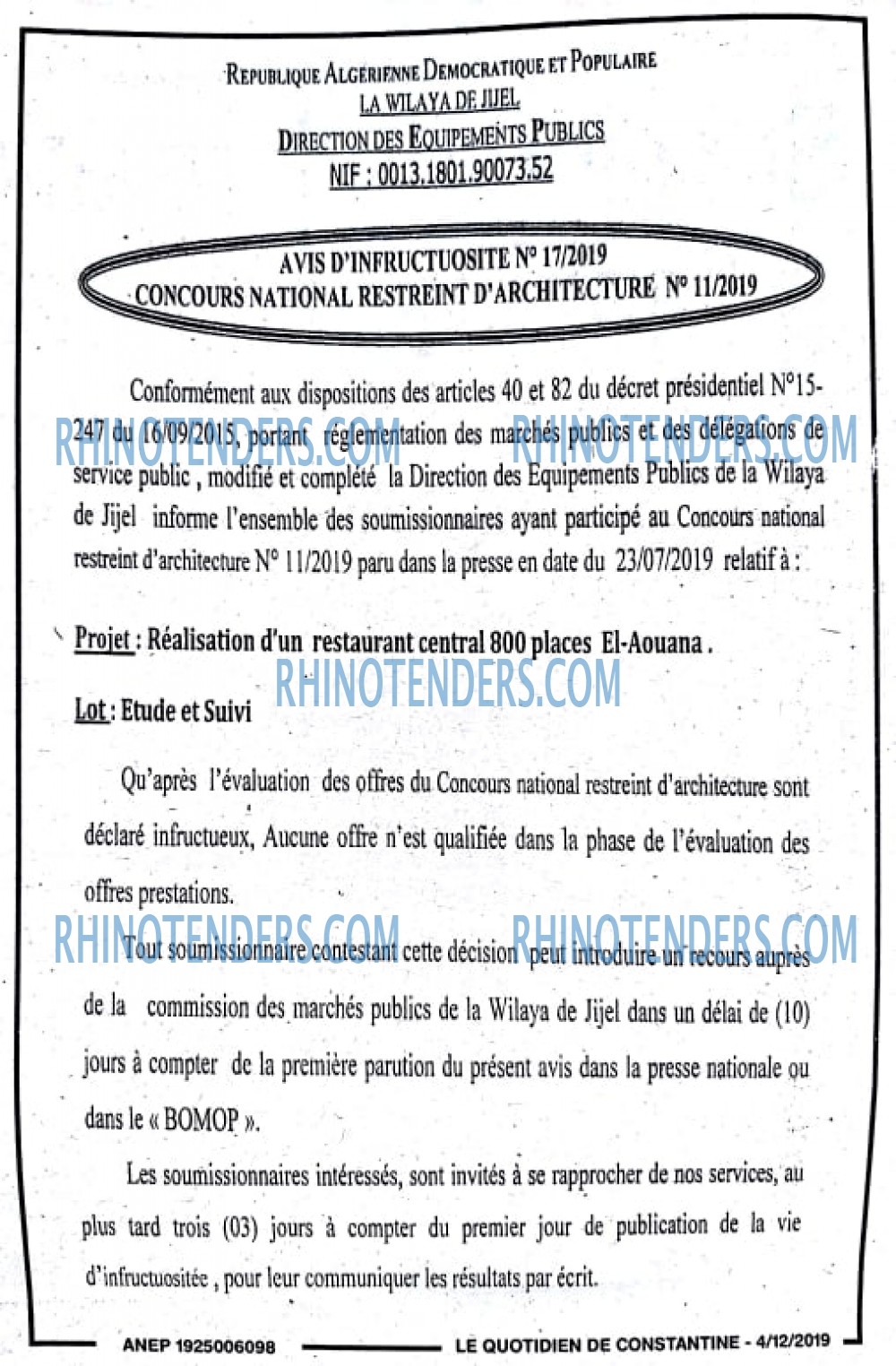 LE QUOTIDIEN DE CONSTANTINE