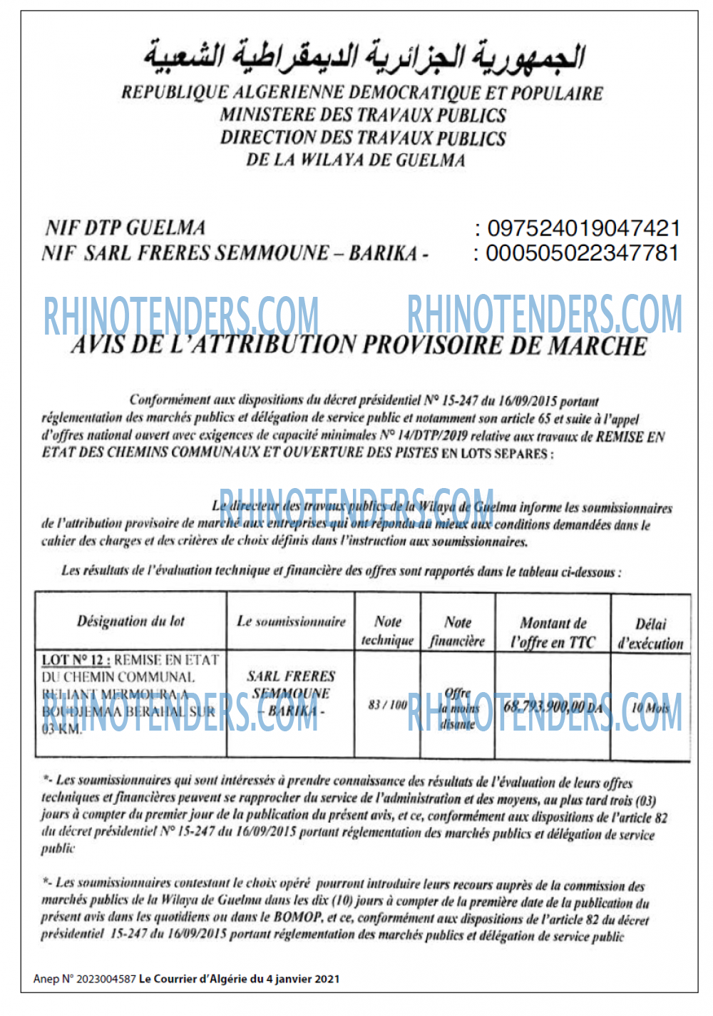 Le Courrier d'Algerie