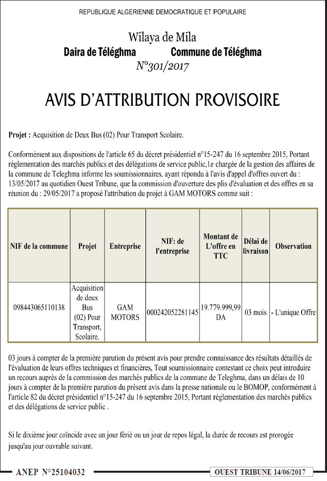 ouest TRIBUNE